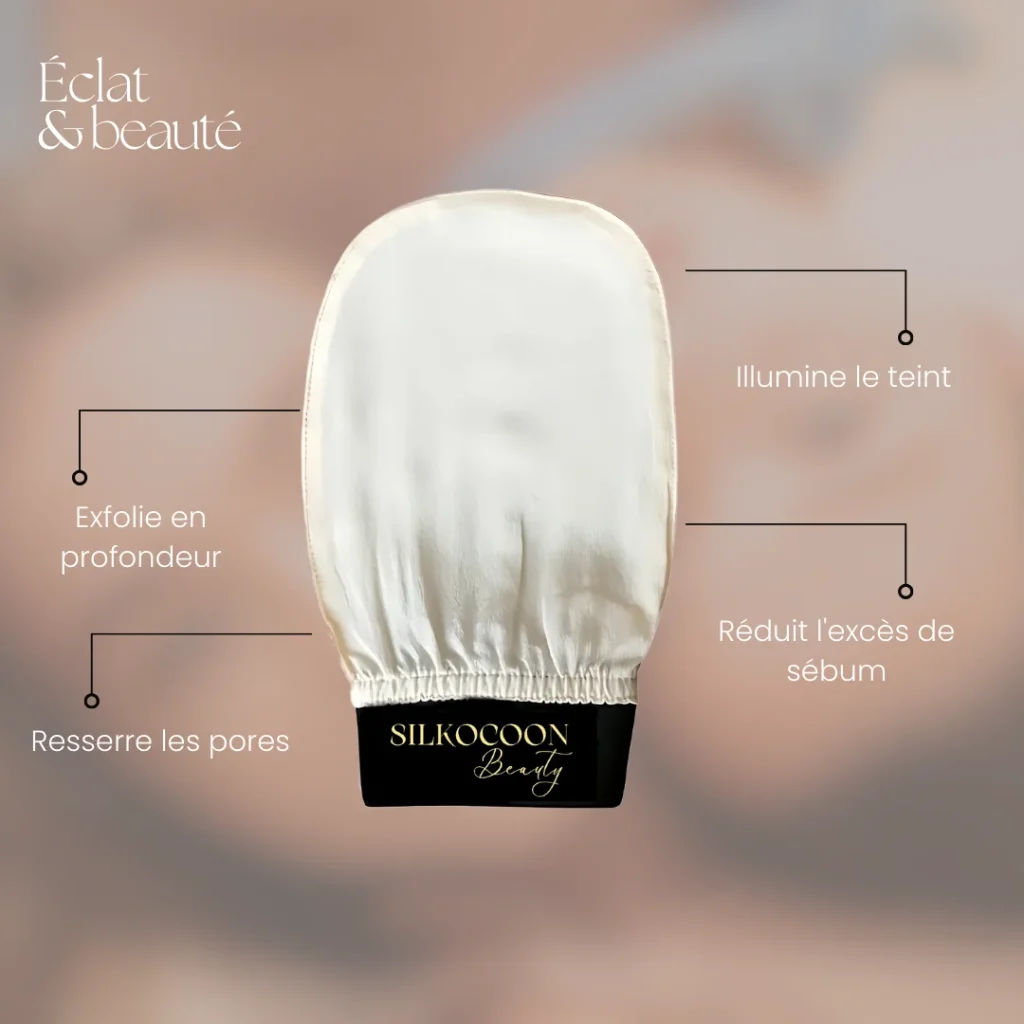Gant exfoliant en soie pour le visage